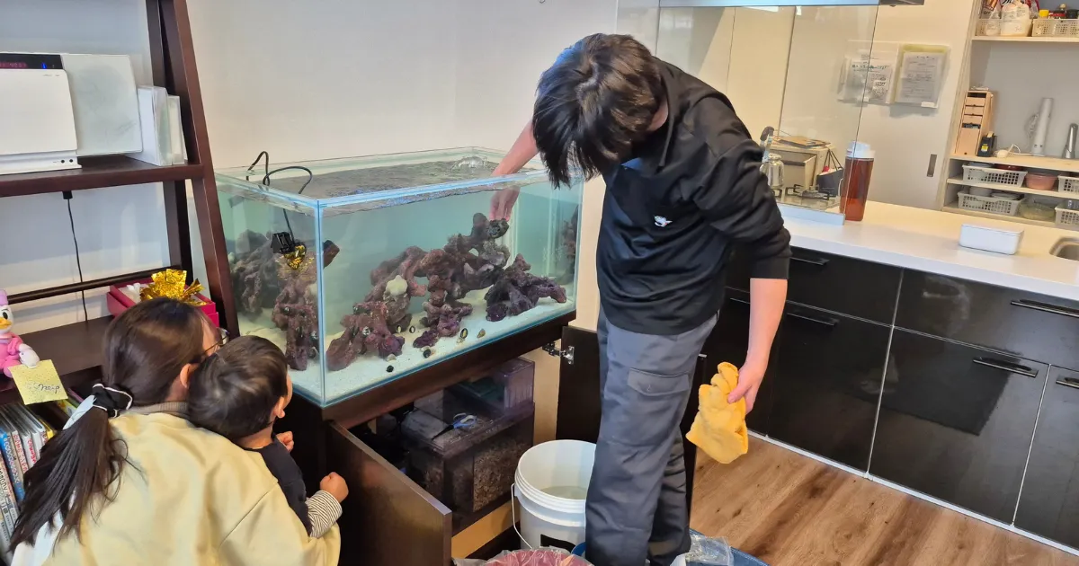 サンゴの配置バランスを調整している様子