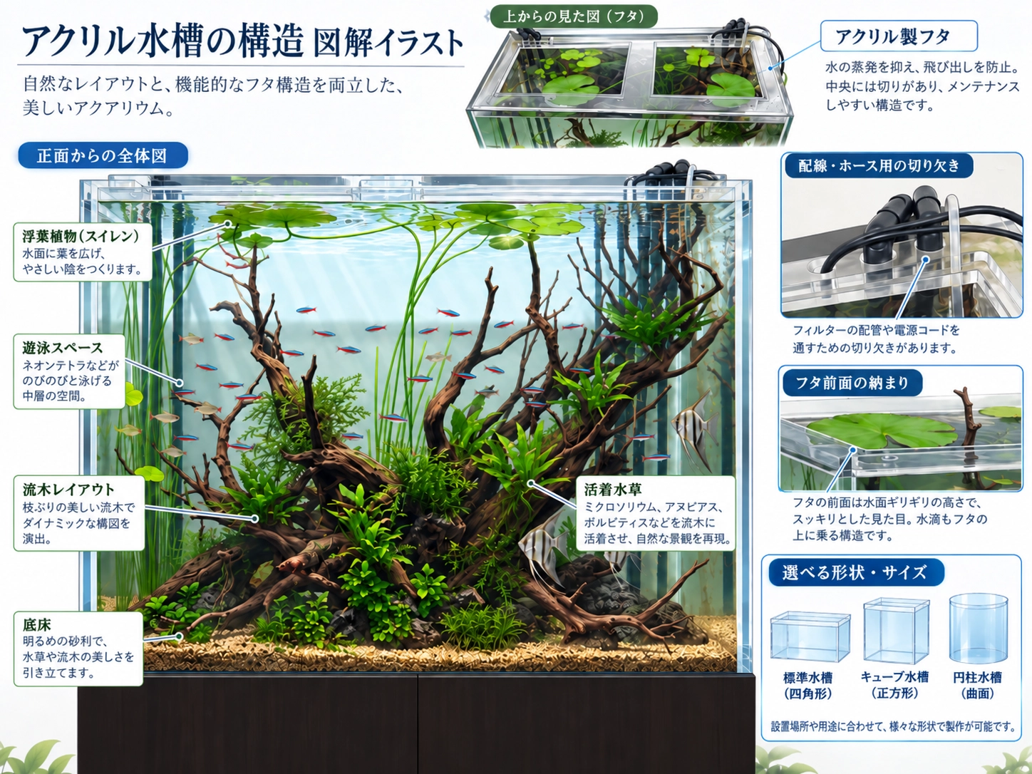 アクリル水槽の設置事例イメージ