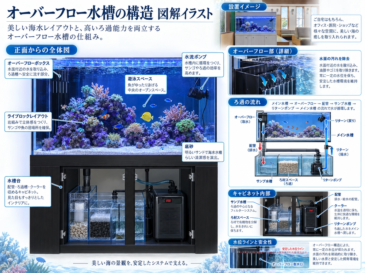 オーバーフロー水槽の設置事例イメージ